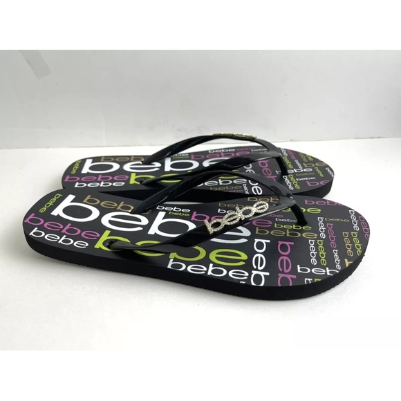 New BEBE TAMMY Beachwear flip flop black size 7 - Picture 6 of 8